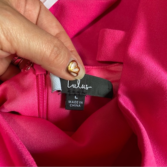 NWOT Lulus Party Persona Hot Pink Sleeveless Twist-Front Midi Dress - Picture 8 of 8